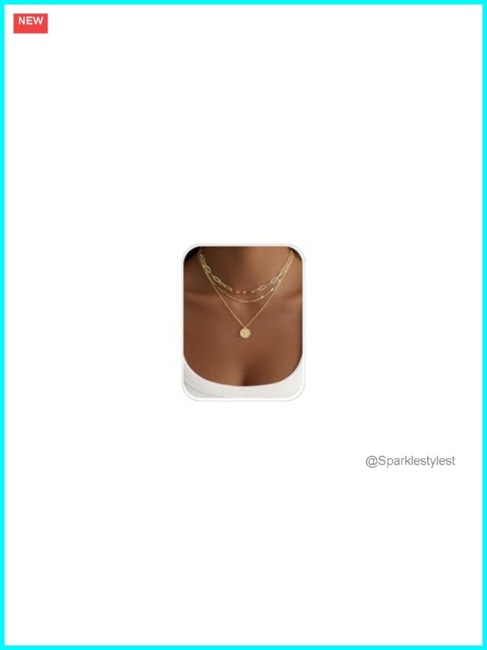 14K Gold Plated Layered Necklace Set for Women, Adjustable Stackable Pendant